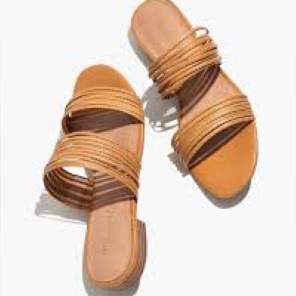 Madewell The Meg Slide Sandal in Leather Nude Tan 9.5